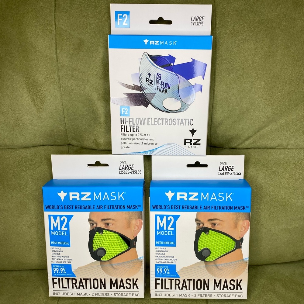 !!! LOT OF 3 !!! 2 LARGE RZ Mask + 3-pack Filter